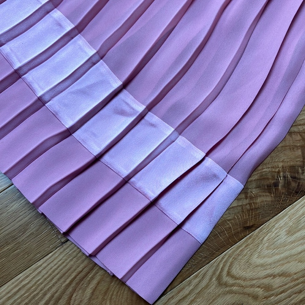 Vintage light pink  Pleated Dress long poof sleeves, elastic waist sz 8 - Picture 5 of 8